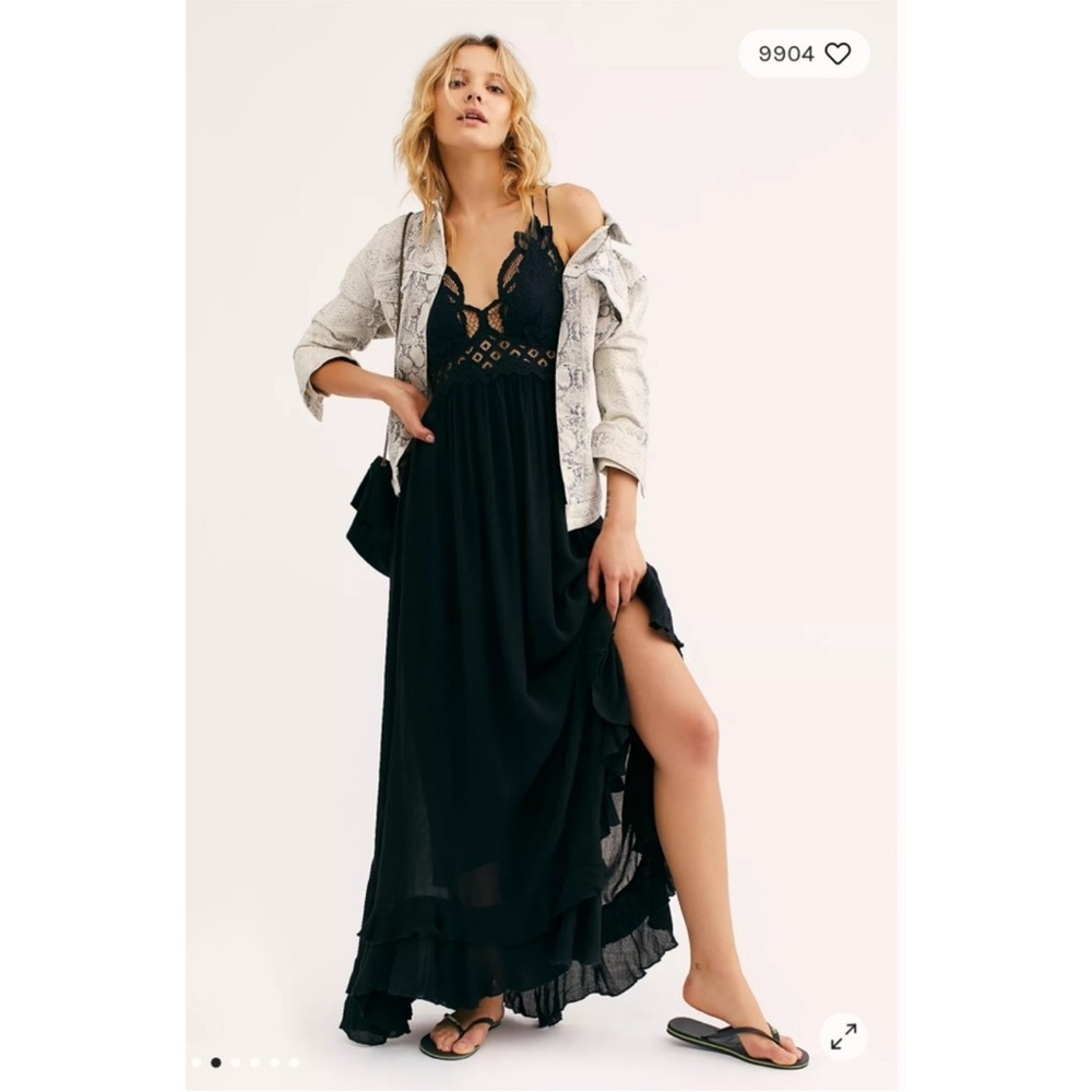Free People Adella Maxi Slip Dress Black size Medium - Picture 3 of 9
